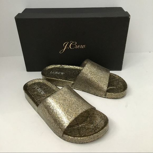 J. Crew Shoes - J. Crew Gold Glittery Pool Slides